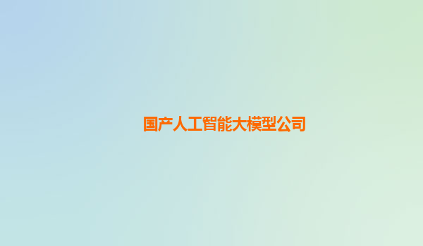 国产人工智能大模型公司