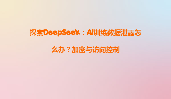 探索DeepSeek：AI训练数据泄露怎么办？加密与访问控制
