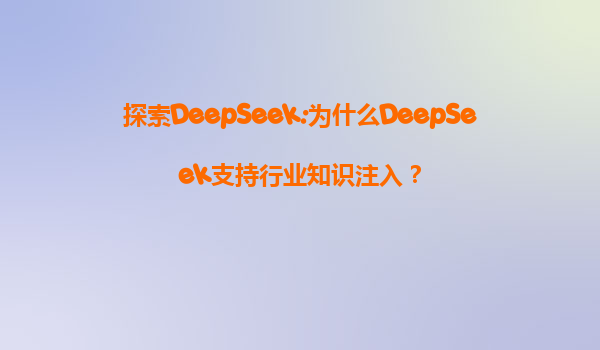 探索DeepSeek:为什么DeepSeek支持行业知识注入？