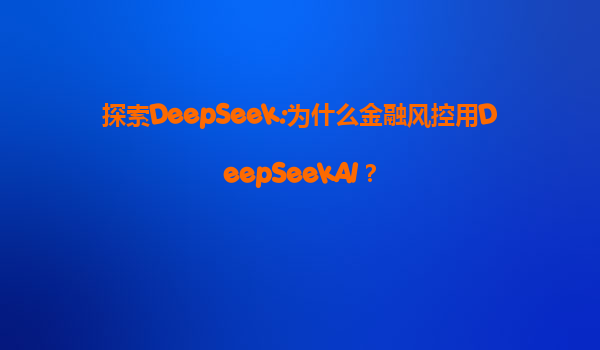 探索DeepSeek:为什么金融风控用DeepSeekAI？