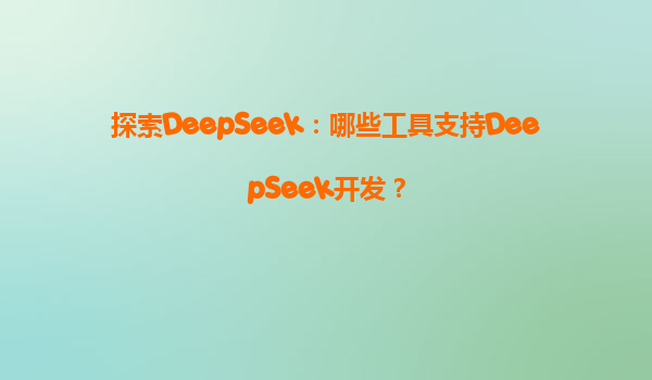 探索DeepSeek：哪些工具支持DeepSeek开发？