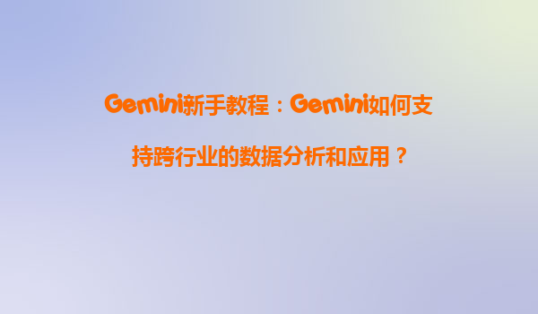 Gemini新手教程：Gemini如何支持跨行业的数据分析和应用？