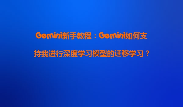 Gemini新手教程：Gemini如何支持我进行深度学习模型的迁移学习？