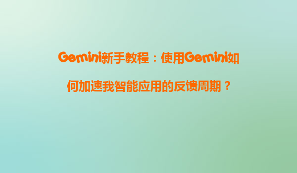Gemini新手教程：使用Gemini如何加速我智能应用的反馈周期？