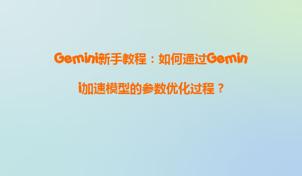 Gemini新手教程：如何通过Gemini加速模型的参数优化过程？