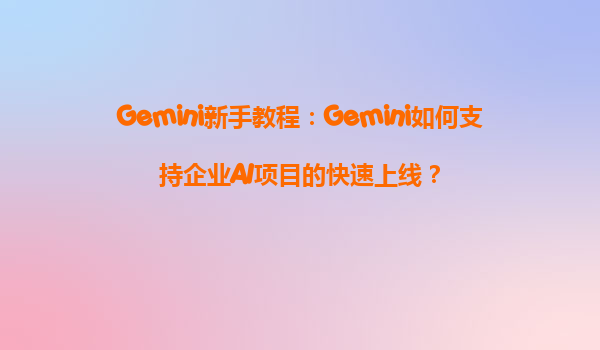 Gemini新手教程：Gemini如何支持企业AI项目的快速上线？