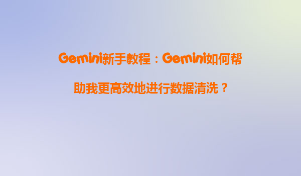 Gemini新手教程：Gemini如何帮助我更高效地进行数据清洗？