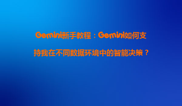 Gemini新手教程：Gemini如何支持我在不同数据环境中的智能决策？