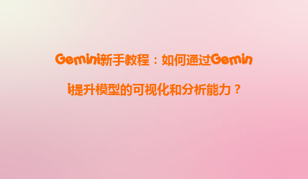 Gemini新手教程：如何通过Gemini提升模型的可视化和分析能力？