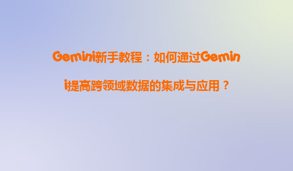 Gemini新手教程：如何通过Gemini提高跨领域数据的集成与应用？