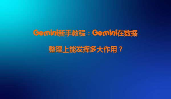 Gemini新手教程：Gemini在数据整理上能发挥多大作用？