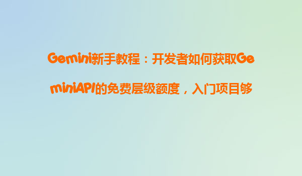 Gemini新手教程：开发者如何获取GeminiAPI的免费层级额度，入门项目够用吗？