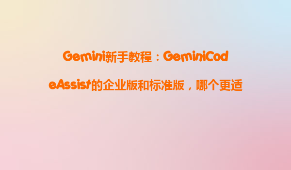 Gemini新手教程：GeminiCodeAssist的企业版和标准版，哪个更适合我的开发团队？