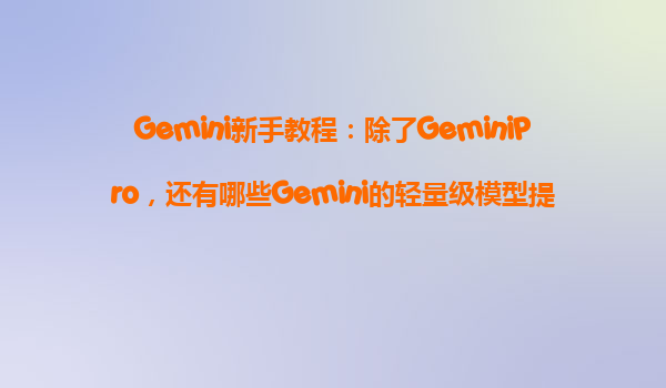 Gemini新手教程：除了GeminiPro，还有哪些Gemini的轻量级模型提供免费试用？