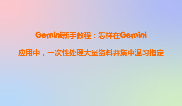 Gemini新手教程：怎样在Gemini应用中，一次性处理大量资料并集中温习指定内容？