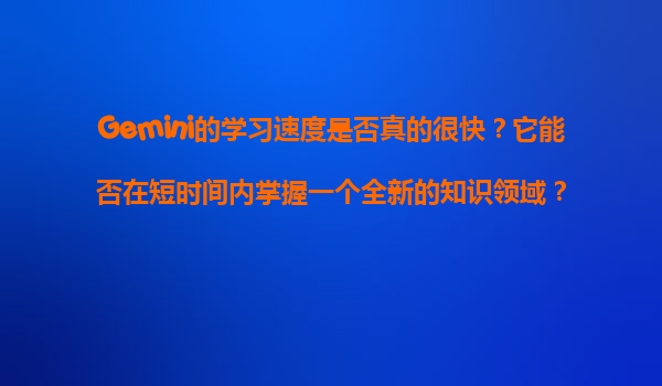 Gemini的学习速度是否真的很快？它能否在短时间内掌握一个全新的知识领域？