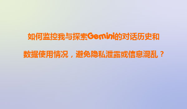如何监控我与探索Gemini的对话历史和数据使用情况，避免隐私泄露或信息混乱？