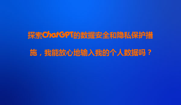 探索ChatGPT的数据安全和隐私保护措施，我能放心地输入我的个人数据吗？